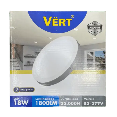 Panel Led Redondo Sobreponer De 18 W