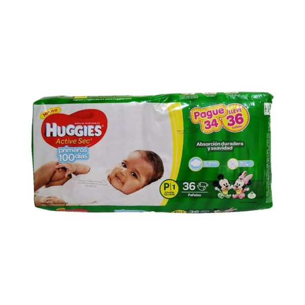 PaÑales Huggies Desechab.talla P X 36 Un
